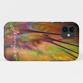 Fraktal Feathers & individuelle Name Case-Mate iPhone Hülle (Rückseite (Horizontal))