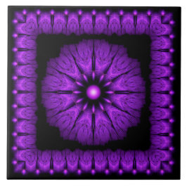 Fraktal Fee Blau gerahmte Ornament Fliese