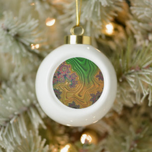 Fraktal Forest Keramik Kugel-Ornament