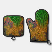 Fraktal Forest Ofenhandschuh & Topflappen-Set (Vorderseite)