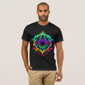 Fraktal Form Abstraktes geometrisches Dreieck T-Shirt (Vorne ganz)