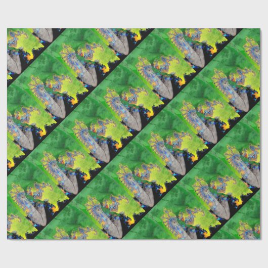 FRAKTAL-FRAU IN GRÜNGELB GESCHENKPAPIER (Flach)