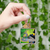 FRAKTAL-FRAU IN GRÜNGELB SCHLÜSSELANHÄNGER (Hand)