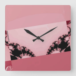 Fraktal Garden cremig Quadratische Wanduhr