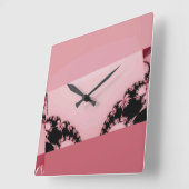 Fraktal Garden cremig Quadratische Wanduhr (Winkel)