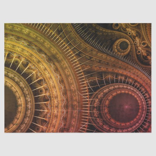 Fraktal Gears Gold Abstrakt 16 Decoupage Seidenpapier (Vorderseite)