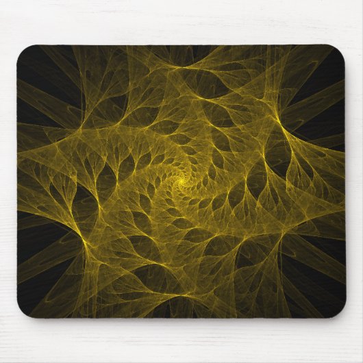 Fraktal gelbes gewundenes Mousepad (Vorne)