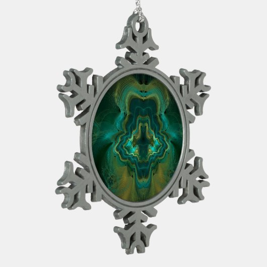Fraktal Geode Schneeflocken Zinn-Ornament (Links)