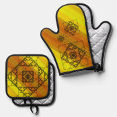Fraktal Geometrie Ofenhandschuh & Topflappen-Set (Vorderseite/Rückseite)