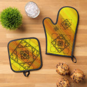 Fraktal Geometrie Ofenhandschuh & Topflappen-Set (Oben Unten)