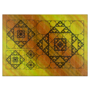 Fraktal Geometry Glas Cutting Board Schneidebrett