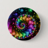 Fraktal-gewundener Regenbogen-Nebelfleck Button (Vorderseite)