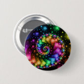 Fraktal-gewundener Regenbogen-Nebelfleck Button (Vorne & Hinten)