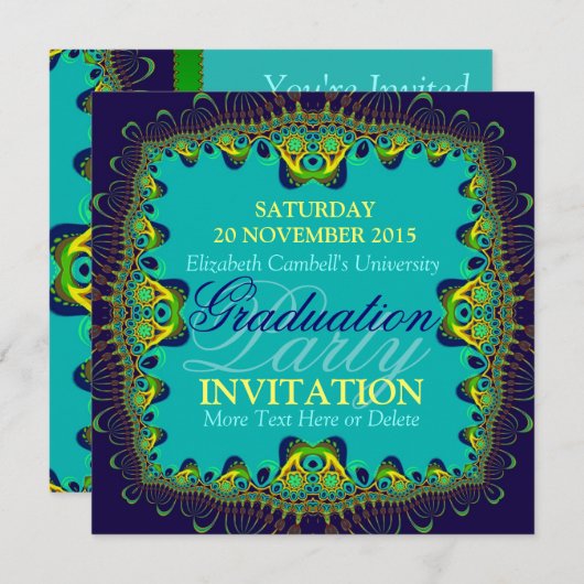 Fraktal Gewürz Exotic Graduation Party Einladung (Vorne/Hinten)