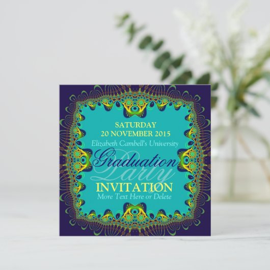 Fraktal Gewürz Exotic Graduation Party Einladung (Stehend Vorderseite)