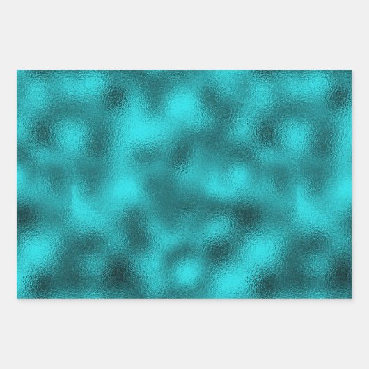 Fraktal Glitzer Glass Aquamarin Geschenkpapier Set (Vorderseite 2)