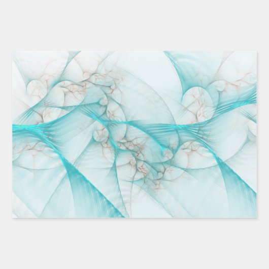 Fraktal Glitzer Glass Aquamarin Geschenkpapier Set (Vorderseite)