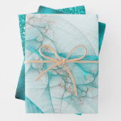 Fraktal Glitzer Glass Aquamarin Geschenkpapier Set (Beispiel)
