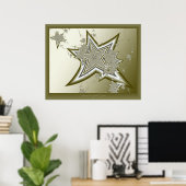Fraktal Gold Stars Poster (Heimbüro)