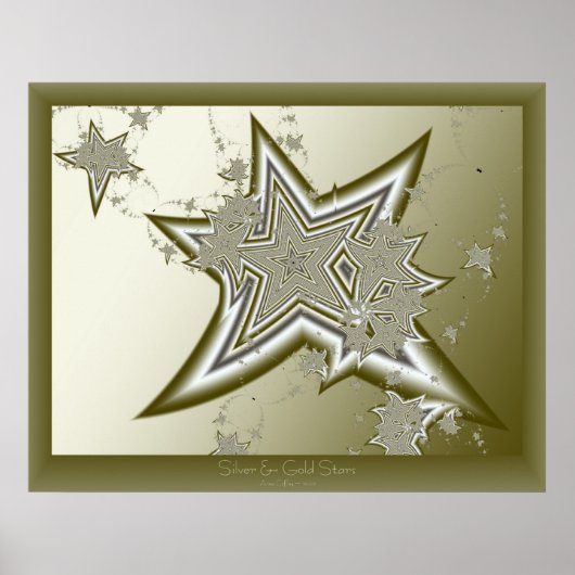 Fraktal Gold Stars Poster (Vorne)