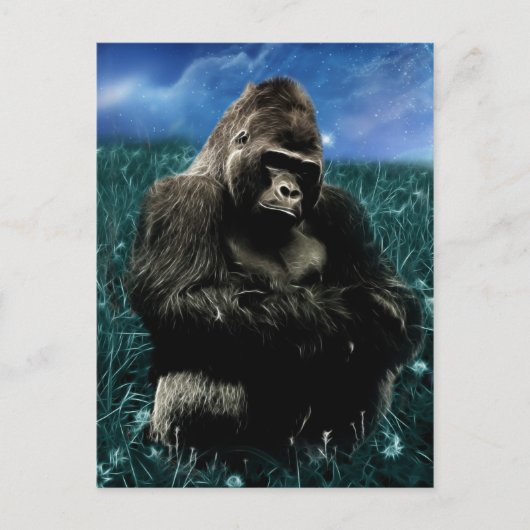 Fraktal Gorilla auf der Wiese Postkarte (Vorderseite)