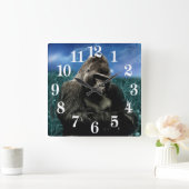 Fraktal Gorilla auf der Wiese Quadratische Wanduhr (Zuhause)
