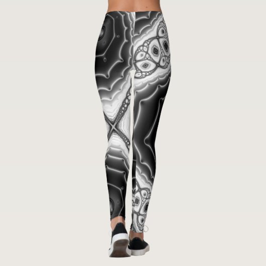 Fraktal Grau/Schwarz Leggings (Rückseite)