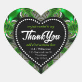 Fraktal Green Forest Peacock Herzlichen Dank Herz-Aufkleber (Vorderseite)