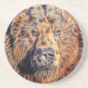 Fraktal Grizzly Bear Getränkeuntersetzer
