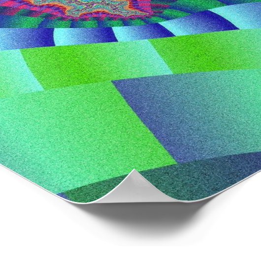 Fraktal grün, rosa und orange poster (Ecke)