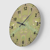 Fraktal Grün und leicht Beige ~ Große Wanduhr (Winkel)