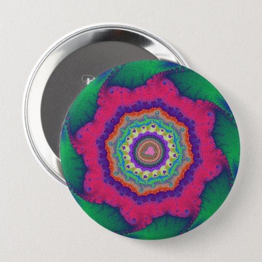 Fraktal grün und rosa button (Vorne & Hinten)
