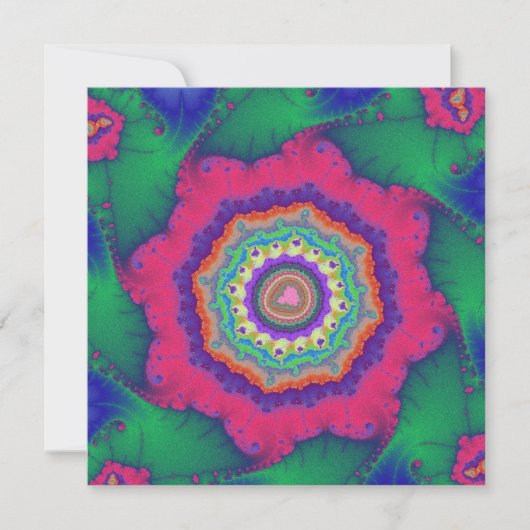 Fraktal Grün und Rosa Geburtstag Einladung (Vorderseite)