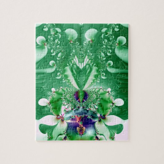Fraktal "Grünes Herz und Blume" Puzzle (Vertikal)