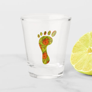 Fraktal-grünes Palmblatt-bloßer Abdruck Schnapsglas