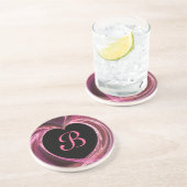 Fraktal Heart Series-1 - Blk & Pink Untersetzer (Seite)