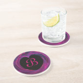 Fraktal Heart Series-3 - Blk & Pink Untersetzer (Seite)