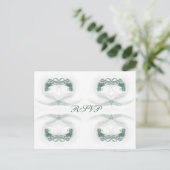 Fraktal Hearts Green UAWG Einladungspostkarte (Stehend Vorderseite)