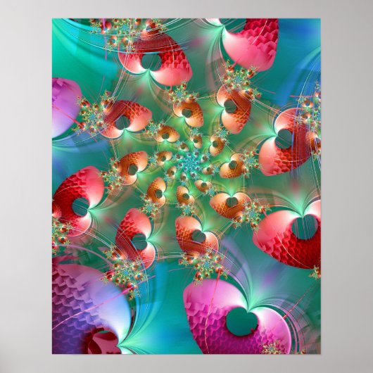 Fraktal Hearts Spiral Poster (Vorne)