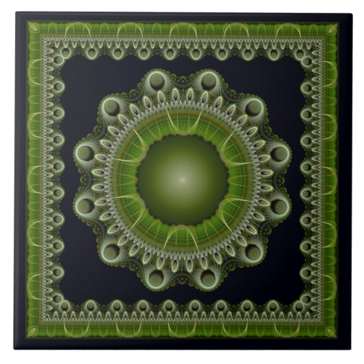 Fraktal hell gerahmt Mandala Fliese (Vorderseite)