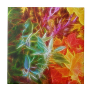 Fraktal-Herbst verlässt Regenbogen Fliese