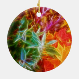Fraktal Herbstleaves Regenbogen Keramik Ornament
