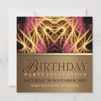 Fraktal Herz Rosa+Gold Geburtstagsparty Einladung