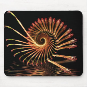 Fraktal Holz Muschel Swirl Mousepad