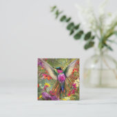 Fraktal Hummingbird Gem Graphic Quadratische Visitenkarte (Stehend Vorderseite)