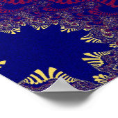 Fraktal in Blau, Rot und Gelb Poster (Ecke)