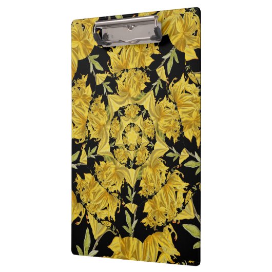 Fraktal in Gelb und Schwarz Klemmbrett (Links)