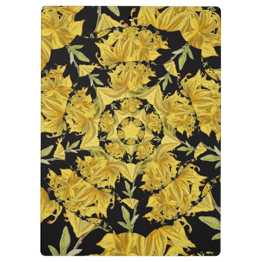 Fraktal in Gelb und Schwarz Klemmbrett (Rückseite)