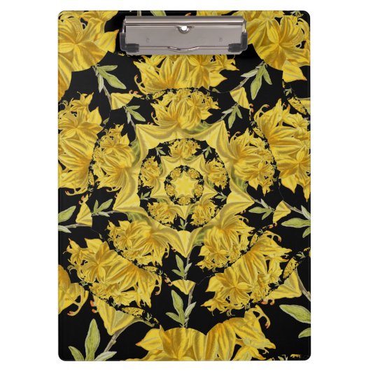 Fraktal in Gelb und Schwarz Klemmbrett (Vorderseite)