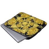 Fraktal in Gelb und Schwarz Laptopschutzhülle (Vorne Knopf)